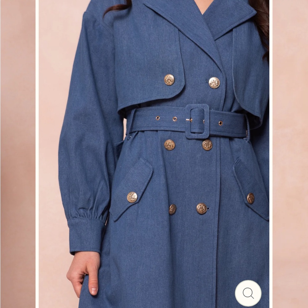 Women's Blue Double-Breasted Coat